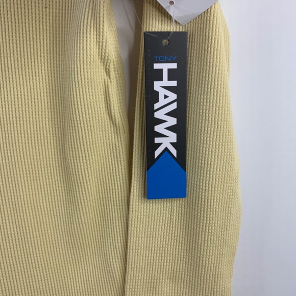 Boys Tony Hawk beige/gold oak/pale yellow crew neck waffle knit thermal shirt - Picture 4 of 9